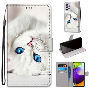 Knižkové puzdro Trendy Cross case Biela mačka – Samsung Galaxy A52 / A52 5G / A52s 5G