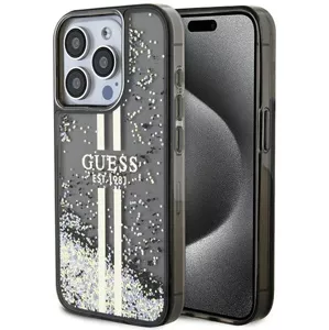 Kryt Guess GUHCP15LLFCSEGK iPhone 15 Pro 6.1" black hardcase Liquid Glitter Gold Stripes (GUHCP15LLFCSEGK)