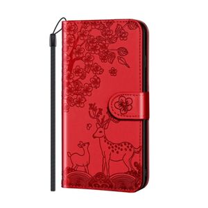 Peňaženkové puzdro Embossing Pattern Jeleň červené – Samsung Galaxy A12 / M12