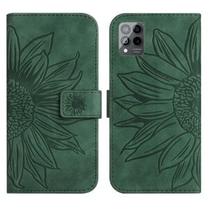 Peňaženkové puzdro Embossing Pattern Kvet zelené – T Phone Pro / T Phone Pro