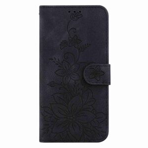 Peňaženkové puzdro Embossing Pattern Ľalia čierne – Sony Xperia 5 V