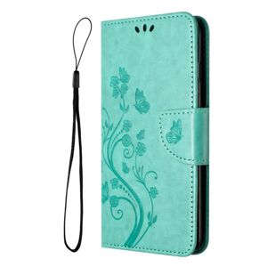 Peňaženkové puzdro Embossing Pattern Motýľ a kvet zelené – Samsung Galaxy A05s