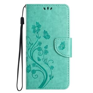 Peňaženkové puzdro Embossing Pattern Motýľ a kvet zelené – Samsung Galaxy A15 4G/5G