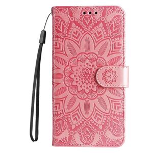 Peňaženkové puzdro Embossing Pattern Slnečnica ružové – Samsung Galaxy A14 4G/5G