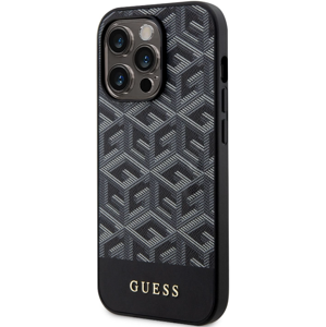Plastové puzdro Guess na Apple iPhone 14 Pro Max GUHMP14XHGCFSEK PU G Cube MagSafe čierne