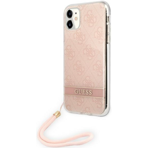 Plastové puzdro Guess na Apple iPhone 11 GUOHCN61H4STP Print 4G Cord ružové