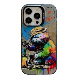 Zadný kryt na mobil Oil Painting case Pijúci kocúr – Apple iPhone 15 Pro Max